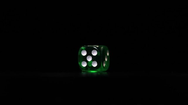 Green Transparent Dice D6 360&deg; Spin Animation
