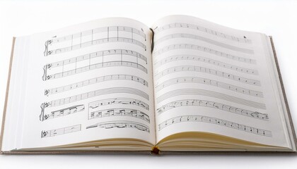 Obraz premium Open music book displaying musical notation.