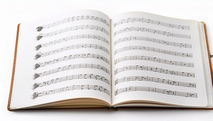 Fototapeta premium Open music book displaying musical notation on creamy pages.
