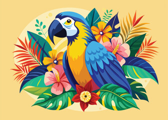 blue and yellow macaw vector