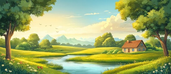 Serene Lakeside Cottage: A Summer's Day in the Countryside