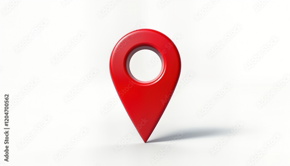 Aufkleber Red location marker symbol isolated on white background. Simple gps pin icon for navigation apps. Red pointer indicates destination. Map marker icon. Navigation symbol. Location pin. Modern design.