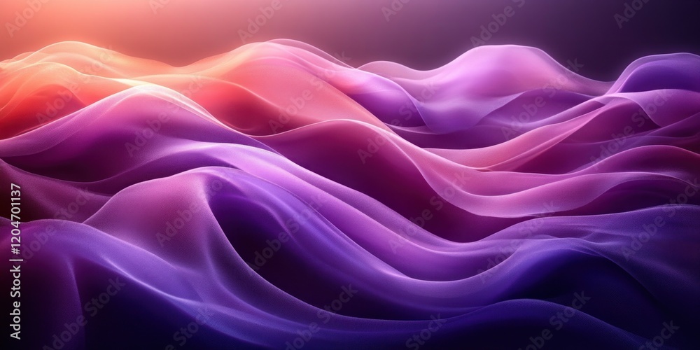 Aufkleber minimalist abstract design with flowing purple ribbons and soft ambient light
