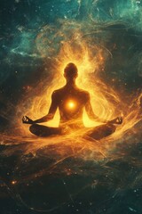 A male is practicing meditation