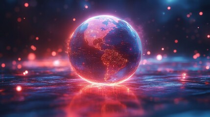 Glowing Digital Earth: A Futuristic Vision of Global Connection