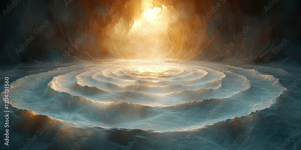 Poster Abstract concentric circles fluid dynamics soft pastel colors immersive experience modern design