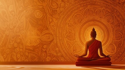 A person is doing medication with tranquil peaceful settings.