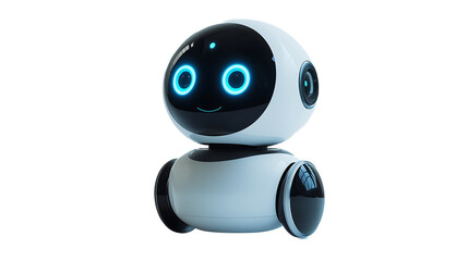 Cute Friendly Robot AI Companion, Smart Home Automation isolated transparent background