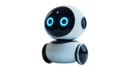 Cute Friendly Robot AI Companion, Smart Home Automation isolated transparent background