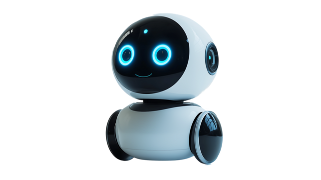 Cute Friendly Robot AI Companion, Smart Home Automation isolated transparent background - Powered by Adobe