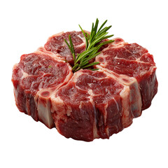 Obraz premium Fresh Raw Meat Cuts with Rosemary Garnish Isolated on transparent background