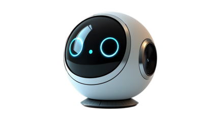 Futuristic Cute Robot Design Smart AI Companion Technology isolated transparent background