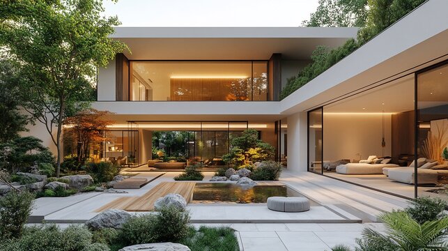Modern Minimalist House with Zen Garden Design