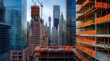 Manhattan Skyline Under Construction: A Breathtaking View of Modern Architecture and Urban Development