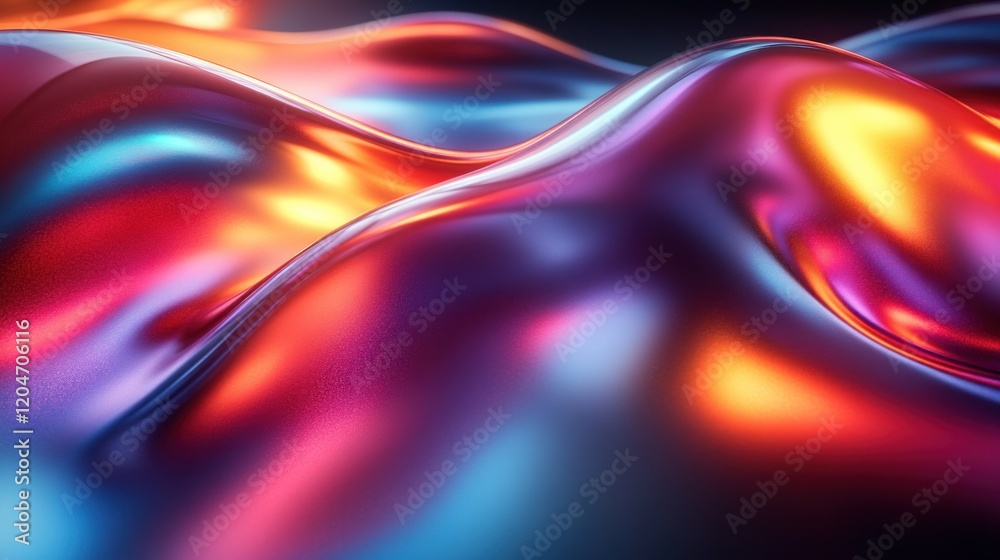 Poster Iridescent Abstract Background with Metallic Reflections and Soft Light