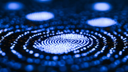 Digital Fingerprint: A close-up, abstract shot of a fingerprint composed of glowing blue pixels against a dark backdrop. The image evokes concepts of security, identity, and technology.