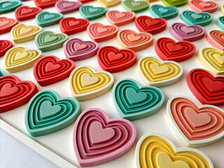Obraz premium heart shaped candies. Background. food, sweet, cake, heart, dessert, love, cookies, chocolate, valentine, snack, pink, icing, candy, cookie, baked, sugar, biscuit, delicious, isolated, tasty, pastry, 