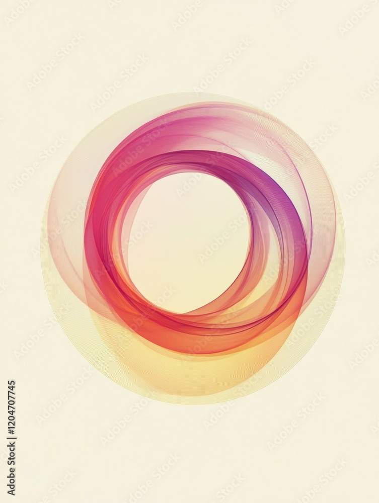 Leinwandbilder Colorful swirling patterns creating an abstract circular design on a light background. Generative AI