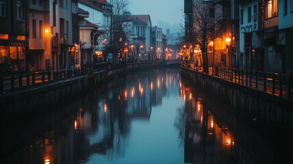 Fototapeta premium modern city with gleaming glass buildings, a busy crosswalk with people walking,