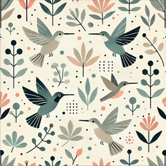 HUMMINGBIRD BACKGROUND DESIGN PRINT IN VECTOR © Karena McWhirter