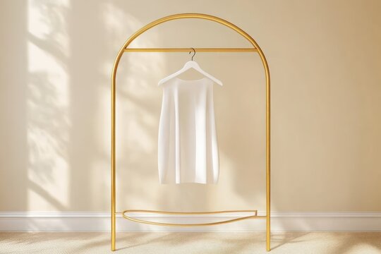 Minimalist Children's Clothing Rack with White Hanger in Soft Natural Light