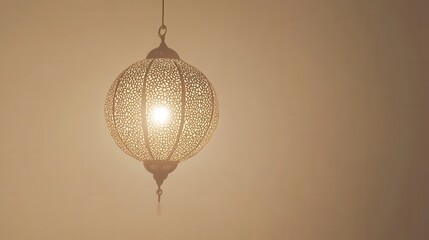 Fototapeta premium Intricate Glowing Lantern Illuminating Clean White Background, Perfect for Ramadan Celebrations with Bright Patterns and Unique Design Elements