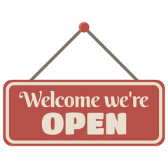 We're open door sign vector