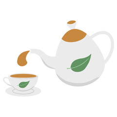 Teapot and cup vector
