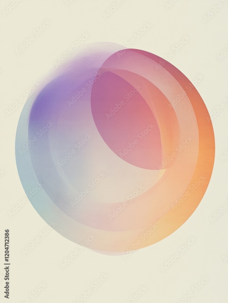 Leinwandbilder Abstract composition featuring overlapping circles in soft colors creating a serene visual effect. Generative AI