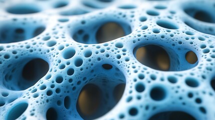 Abstract Blue Porous Structure with Numerous Cavities