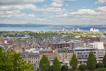 Aerial view of the areas surrounding Edinburgh Castle. Edinburgh. Scotland