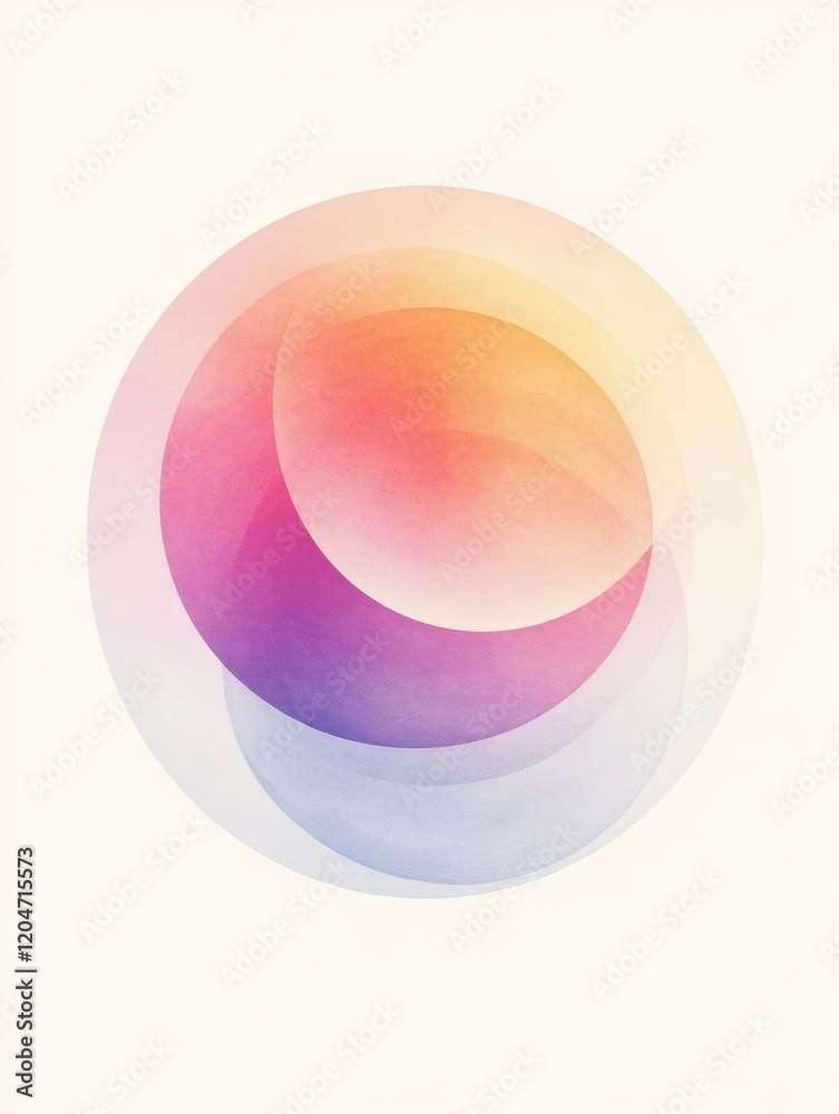Poster Abstract circular design with gradient colors showcasing soft curves and overlapping shapes. Generative AI