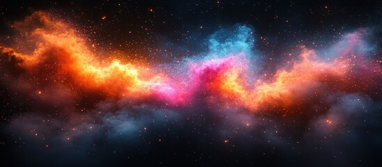 Fototapeta premium Cosmic nebula with vibrant orange, pink, and blue hues.