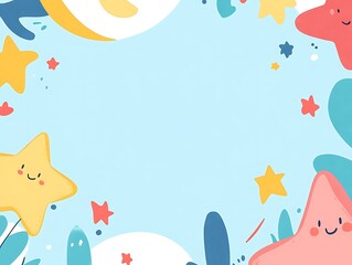 Fototapeta premium Happy Stars and Moon Abstract Background Design