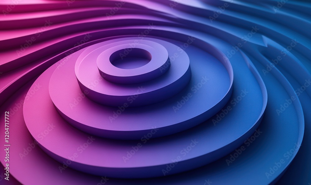 Poster minimalist abstract gradient circles in blue and purple three-dimensional design