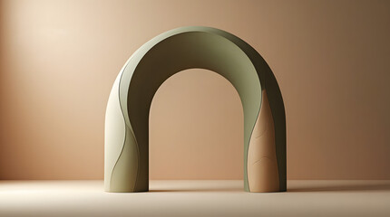 Minimalist Arch Design with Earthy Tones on a Warm Neutral Background