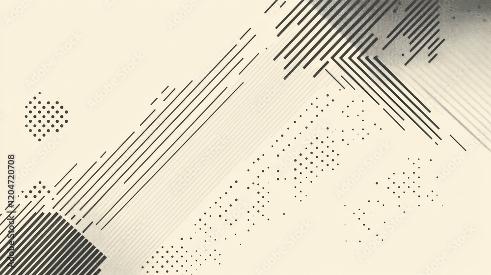 Aufkleber Abstract patterns created with lines and dots in a minimalistic style on a light background. Generative AI