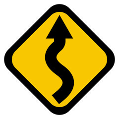 yellow road sign