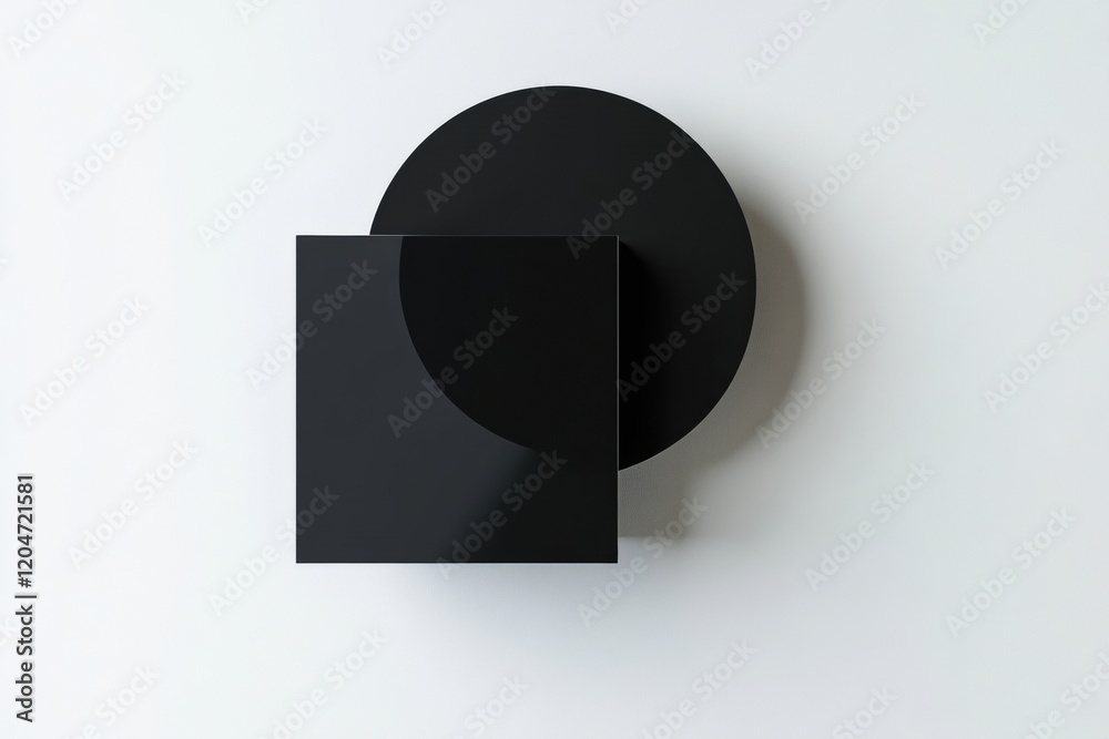 Aufkleber modern black geometric shapes arranged artistically on a light background creating a minimalist desi