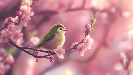 梅の花とメジロの美しい瞬間