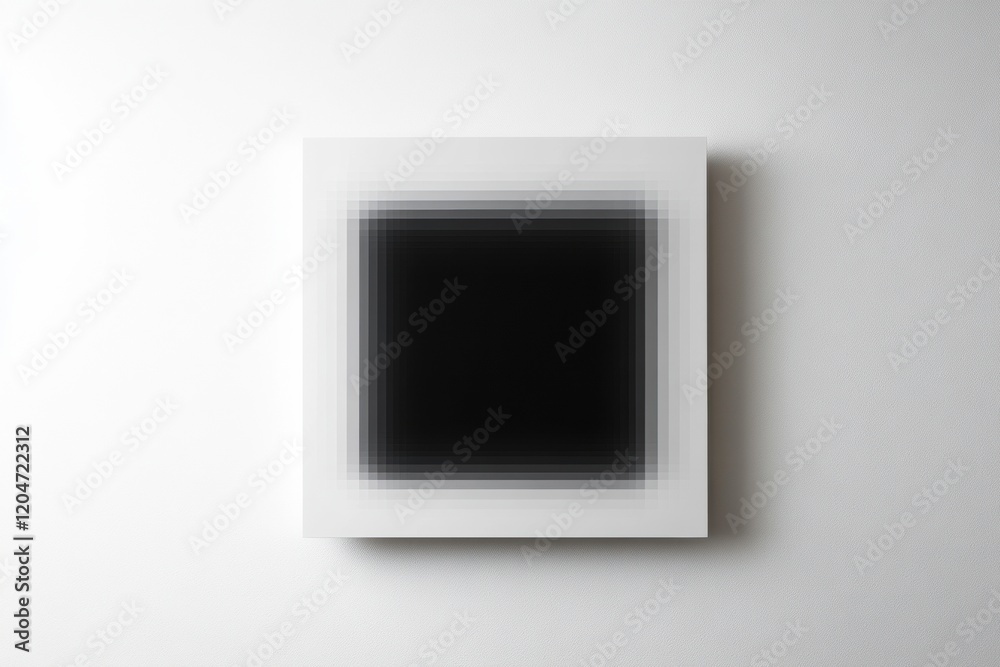 Poster Abstract black square artwork displayed on a white wall in a modern space. Generative AI