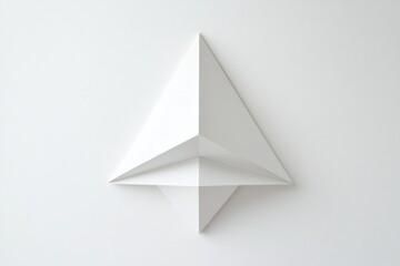 Fototapeta premium Abstract white geometric sculpture on a minimalist wall in a modern art gallery. Generative AI
