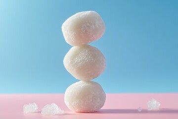 Delicious mochi against a colorful backdrop