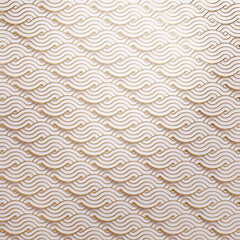 "Elegant Japanese-Inspired White and Gold Wave Pattern"
