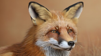 Fototapeta premium Majestic Red Fox Portrait: A Captivating Look into the Wild