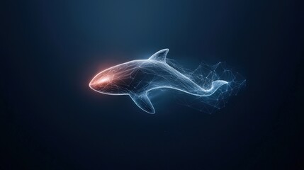 Futuristic Shark in a Digital Ocean Environment