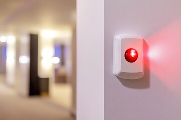 Fire alarm on white hotel wall standard safety in public spaces