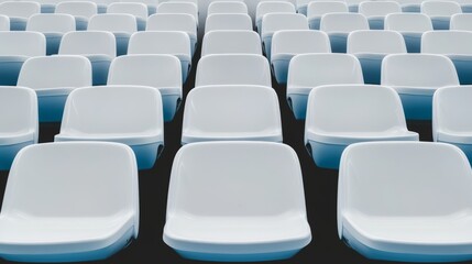 The symmetrical seating arrangement throughout the stadium creates a striking and consistent design when viewed from the front.