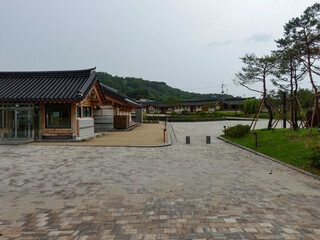 Beautiful traditional Korean wooden architecture, showcasing the elegance of Hanok style buildings.