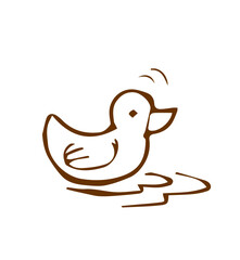 Doodle Icon of Cute Duck hand drawn sketch